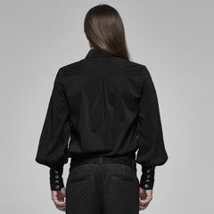 WY-1160CCM Mens Gothic Black Lace-Up Long Sleeve Shirt?-??Punk Rave Clothing