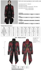 WY-1166XCM Victorian Gothic Coat Red Black Brocade Lace Trim