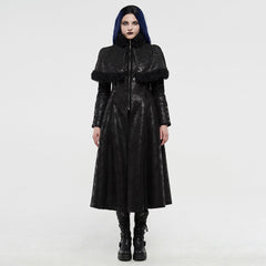 WY-1204XCF Gothic imitation fur long coat?-??Punk Rave Clothing