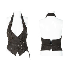 WY-1207MJF Metal heavy punk halter vest?-??Punk Rave Clothing