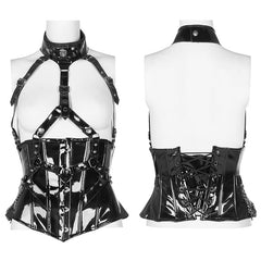 WY-1343SYF Gothic patent leather corset?-??Punk Rave Clothing