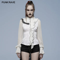 WY-1348CCF Gothic asymmetric jacquard shirt?-??Punk Rave Clothing