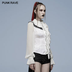 WY-1348CCF Gothic asymmetric jacquard shirt?-??Punk Rave Clothing