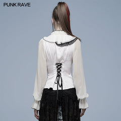 WY-1348CCF Gothic asymmetric jacquard shirt?-??Punk Rave Clothing