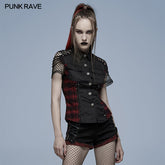 WY-1355CDF Personalized punk Red Plaid Shirt?-??Punk Rave Clothing