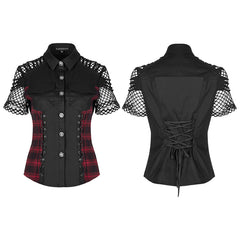 WY-1355CDF Personalized punk Red Plaid Shirt?-??Punk Rave Clothing