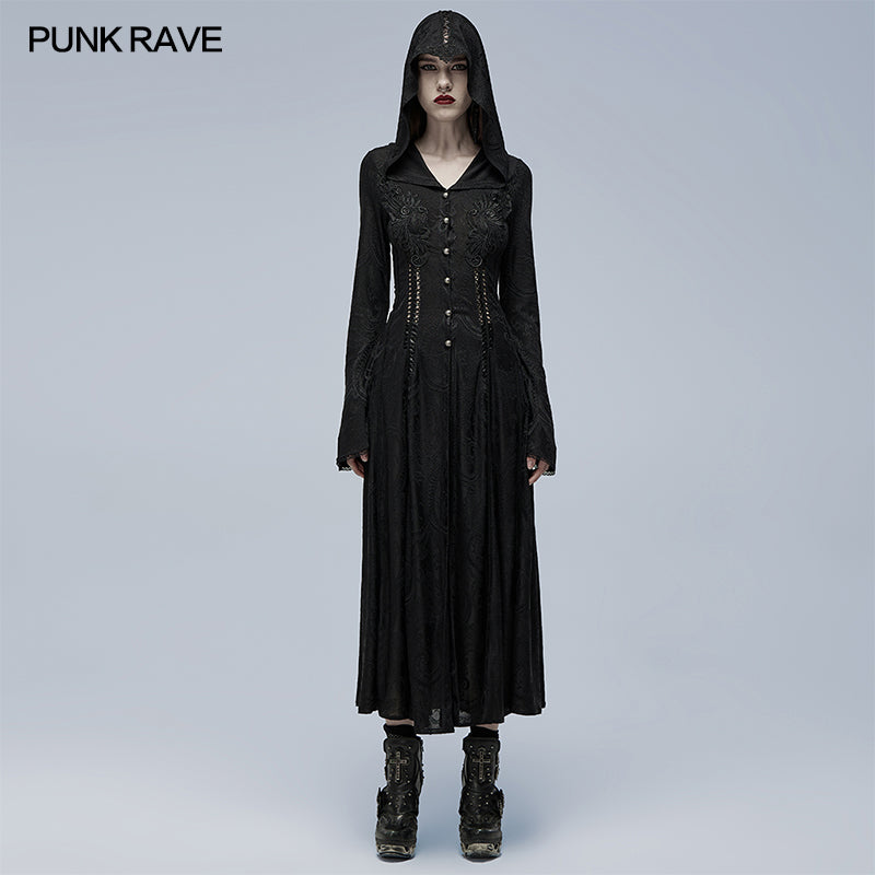 WY-1359XCF Gothic cut-out applique coat?-??Punk Rave Clothing