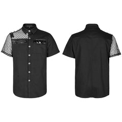 WY-1376CDM Punk asymmetric stitching shirt?-??Punk Rave Clothing