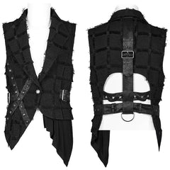 WY-1377MJM Gothic asymmetric vest?-??Punk Rave Clothing