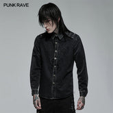 WY-1379XCM Punk skeleton embroidered shirt?-??Punk Rave Clothing