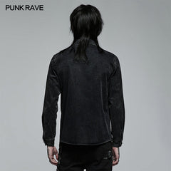 WY-1379XCM Punk skeleton embroidered shirt?-??Punk Rave Clothing