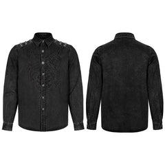 WY-1379XCM Punk skeleton embroidered shirt?-??Punk Rave Clothing