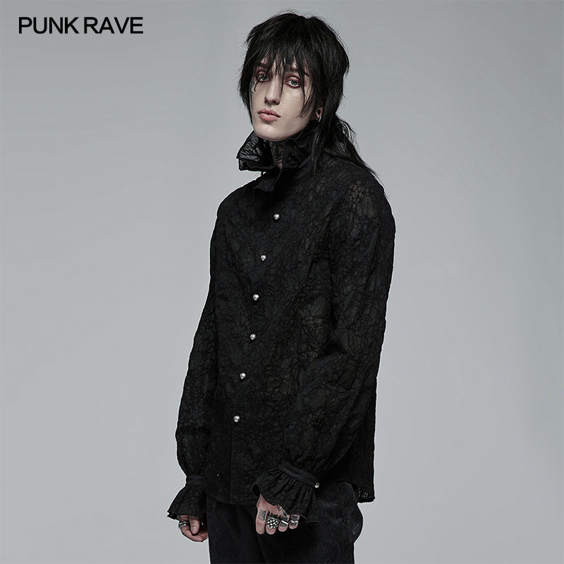 WY-1381XCM Gothic dark textured shirt?-??Punk Rave Clothing