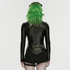 WY-1891PDF Edgy Black Faux Leather Punk Jackets Cyber Goth Style