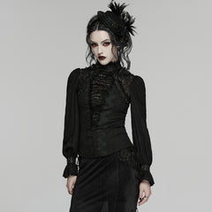 WY-1895CCF Victorian Lace Gothic Shirts Long Sleeve High Neck Blouse