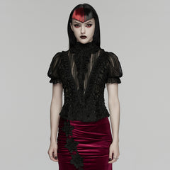 WY-1901CDF Victorian Lace Gothic Shirts Puff Sleeve Corset Blouse Top