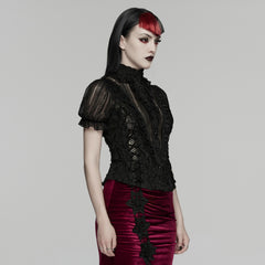 WY-1901CDF Victorian Lace Gothic Shirts Puff Sleeve Corset Blouse Top
