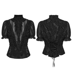 WY-1901CDF Victorian Lace Gothic Shirts Puff Sleeve Corset Blouse Top