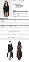 WY-1912XCF Gothic Mesh Hooded Punk Coat with Asymmetrical Hem Detailing