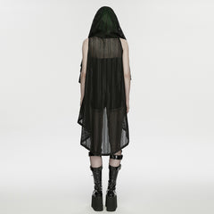 WY-1912XCF Gothic Mesh Hooded Punk Coat with Asymmetrical Hem Detailing