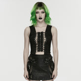 WY-1920MJF Edgy Lace-Up Black Punk Vests Gothic Style