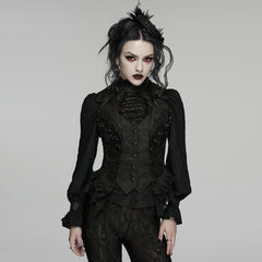 WY-1922MJF Gothic Vest Black Lace Brocade Corset Steampunk Victorian Style