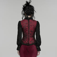 WY-1923MJF Gothic Vest Black Lace Brocade Steampunk Victorian Corset Top