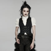 WY-1924MJF Gothic Vest Victorian Black Brocade Chain Detailing Sleeveless Waistcoat