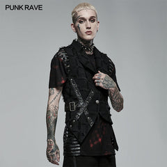 WY-1377MJM Gothic asymmetric vest?-??Punk Rave Clothing