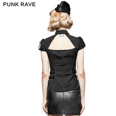 Y-720 Cool black Short Sleeves Fitted Women Tunic Punk Shirts -  Punk Rave Clothing