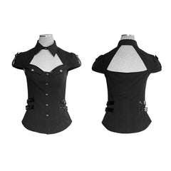 Y-720 Cool black Short Sleeves Fitted Women Tunic Punk Shirts -  Punk Rave Clothing