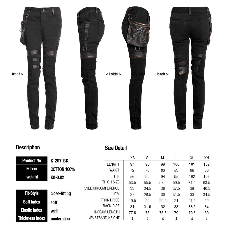 K-207 For Women Spring Steampunk Elastic Tight Cotton Punk Pants