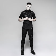 Y-744 Handsome Military Short Sleeve Punk Shirts -  Punk Rave Clothing