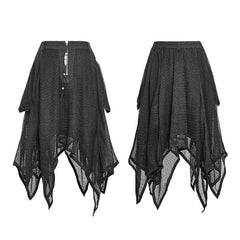 PQ-149 Mesh Mature Silk Midi Gothic Skirt With Irregular Hem -  Punk Rave Clothing