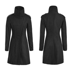 PY-169 Stylish Personality Shoulder Pad Polyester black Punk Coat With High Neck -  Punk Rave Clothing