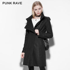 PY-169 Stylish Personality Shoulder Pad Polyester black Punk Coat With High Neck -  Punk Rave Clothing