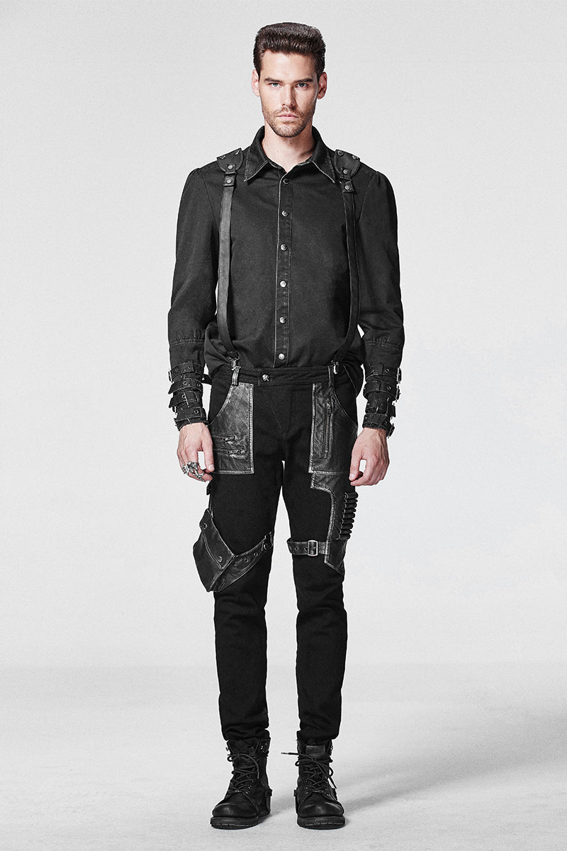 K-223 Stock Items black Punk Pants For Men