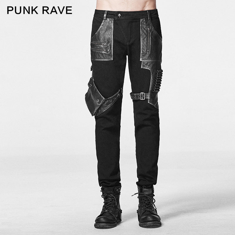 K-223 Stock Items black Punk Pants For Men