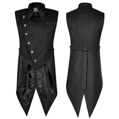Y-763 Gentleman Stripe Suit Style Buckle Swallowtail Punk Vest -  Punk Rave Clothing