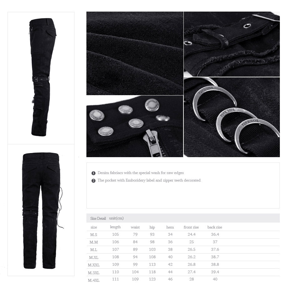 K-225 New Design Pure Cotton black Punk Pants For Men