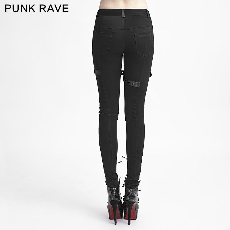 K-227 Latest Fashion Sexy Slim Lace Up Skinny Gothic Pants For Women