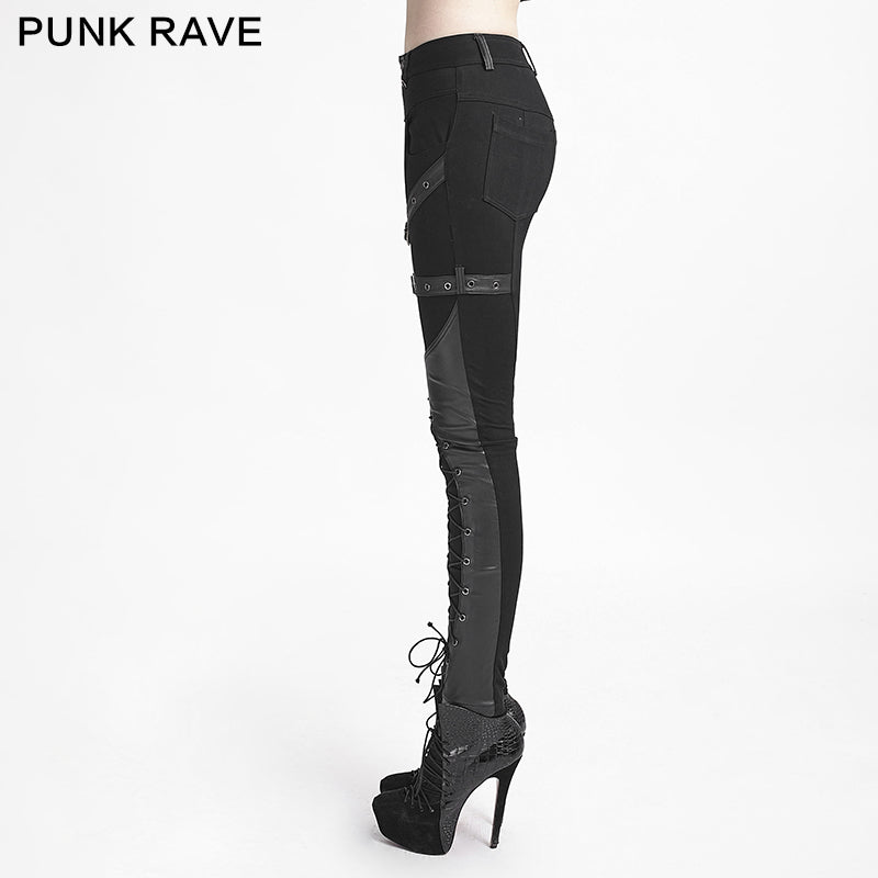 K-227 Latest Fashion Sexy Slim Lace Up Skinny Gothic Pants For Women