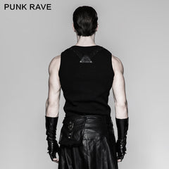 S-214 Punk Accessories Length Delicate Mesh Leather Mens Gloves