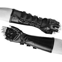 S-214 Punk Accessories Length Delicate Mesh Leather Mens Gloves