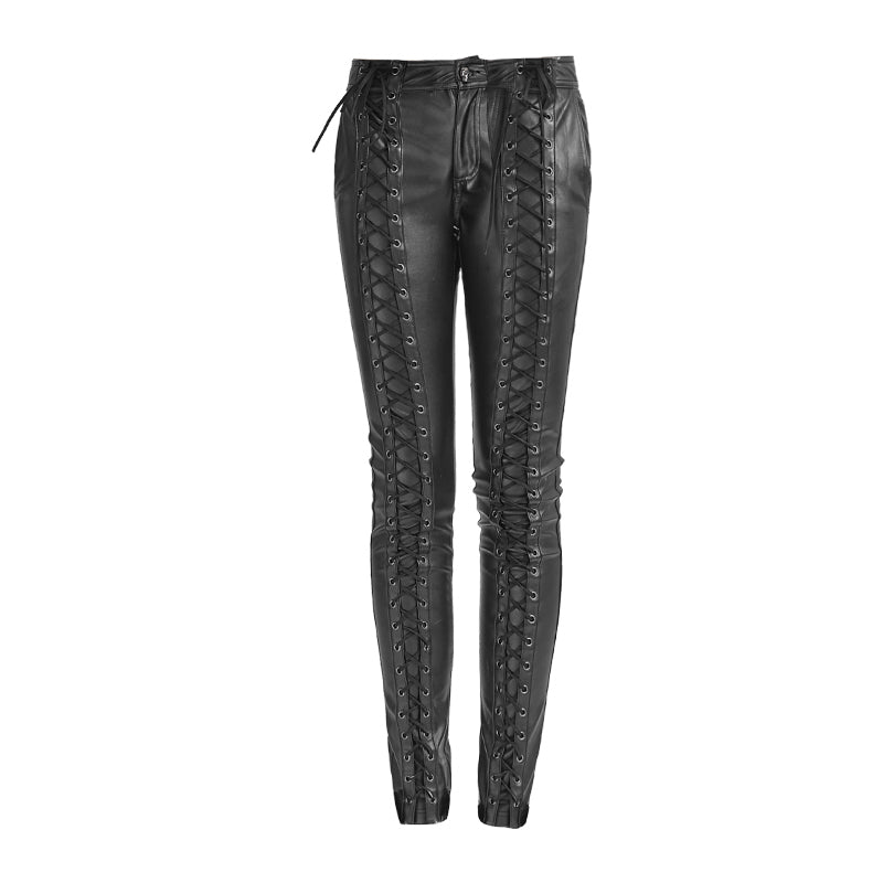 K-229 Latest Fashion Strap Leather Punk Pants For Women