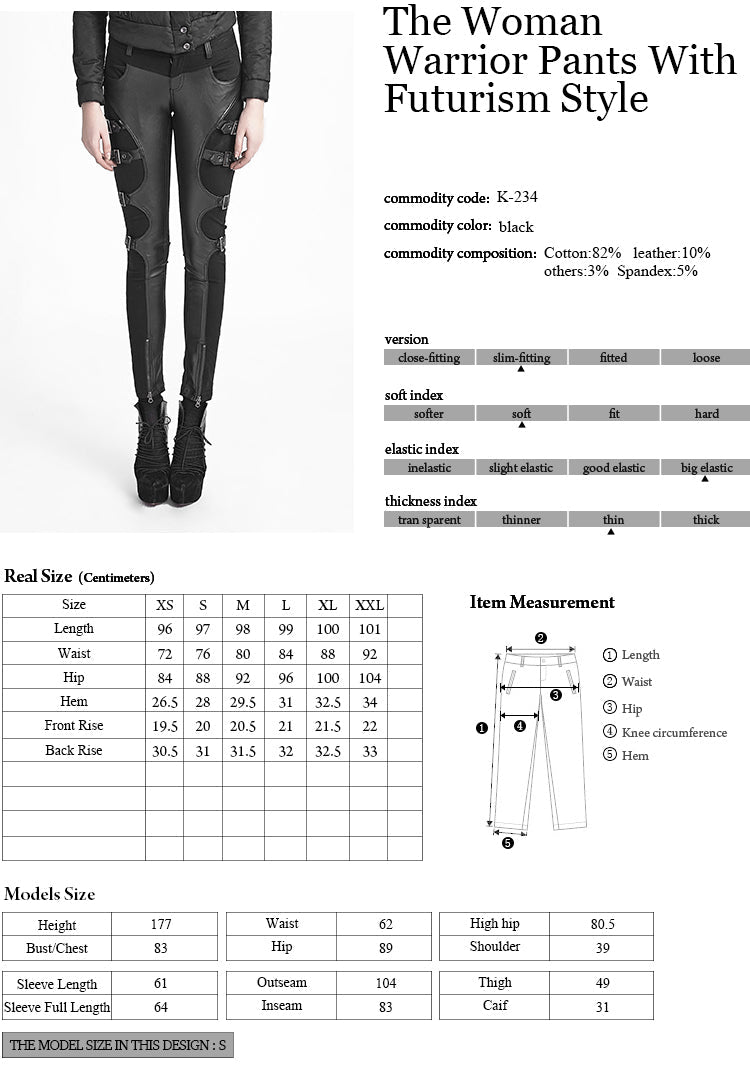 K-234 Buckles black Winter Sexy Fitted Leather Punk Pants