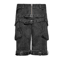 3D Pockets K-237 black Washing Rock Short Punk Pants