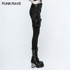 K-295 Eyelets Skinny Elastic Punk Jeans With 3d Pocket