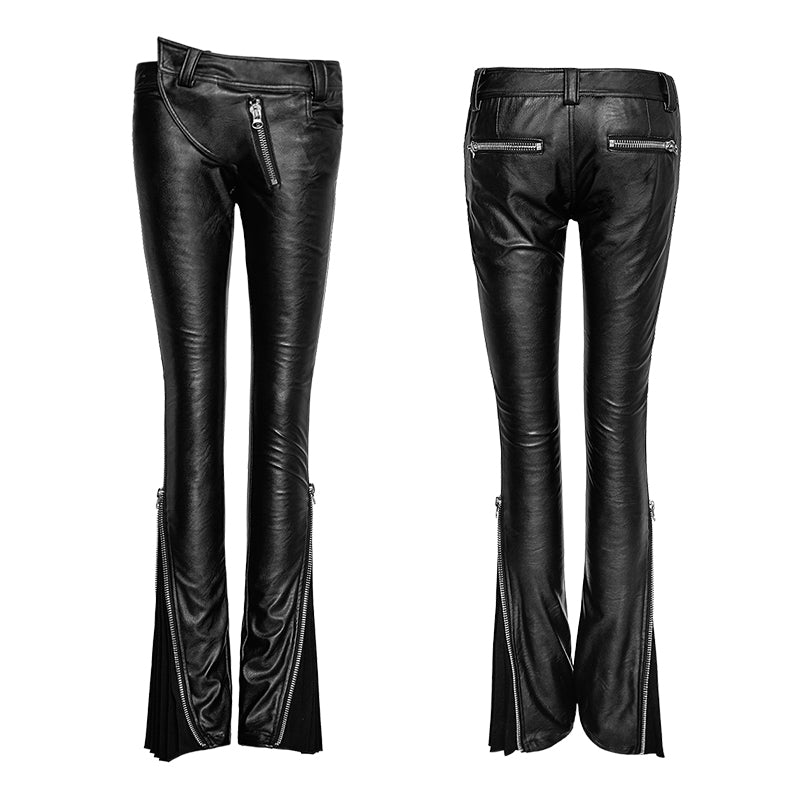 OPK-127 Locomotive Leather Punk Pants Special Suture With Zipper