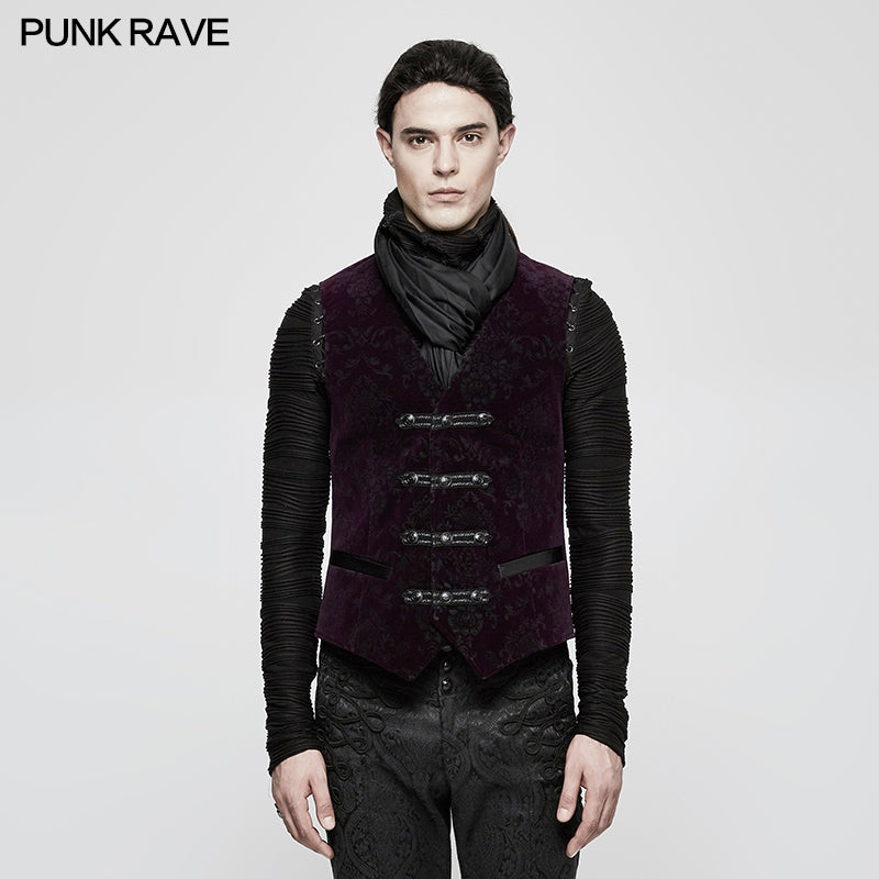 Y-813 High Quality Velvet Printing Gothic Vest For Men